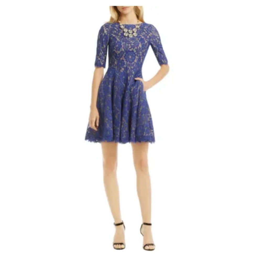 ML Monique Lhuillier Cobalt Lace Dress size 4